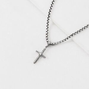 David Yurman Classic Cross Pendant, sterling silver with center diamond